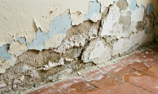 Humedad por capilaridad en muro de A Coruña